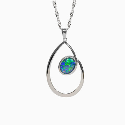 Sterling Silver Asymmetric Triplet Opal Pendant