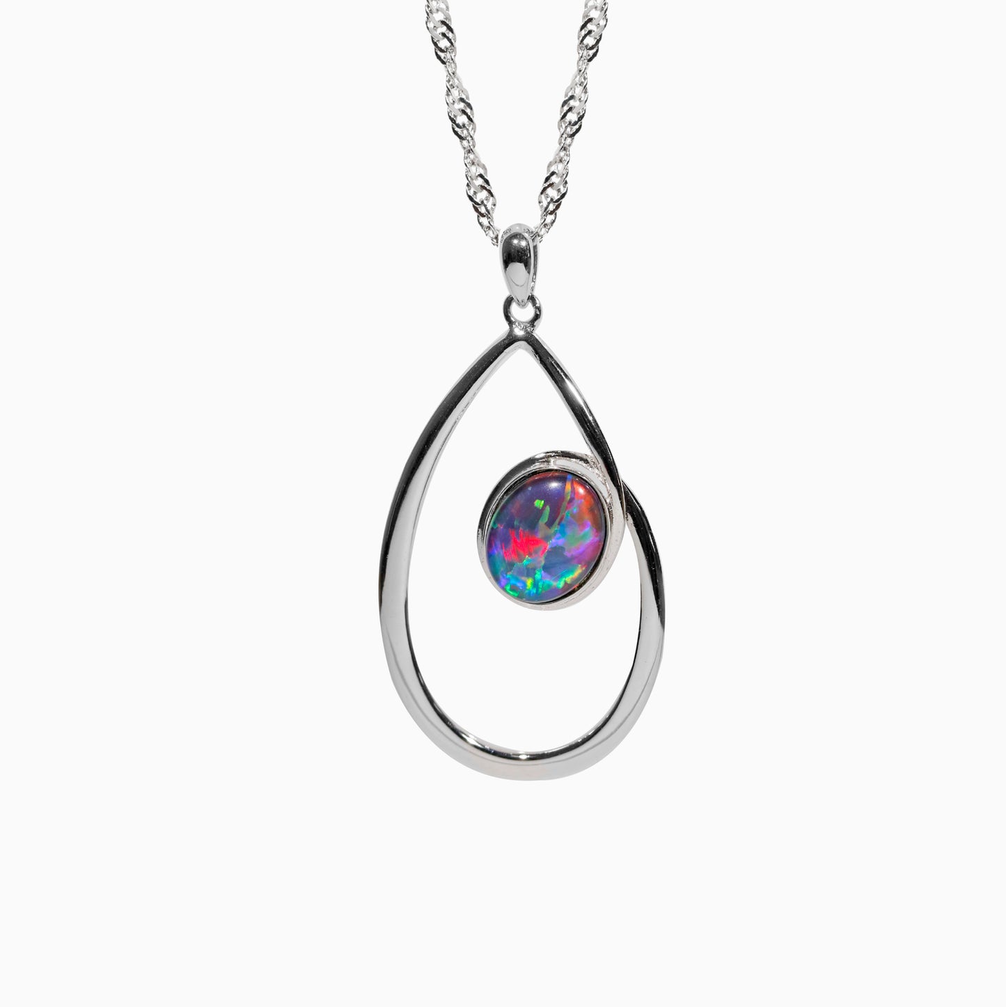 Sterling Silver Asymmetric Triplet Opal Pendant