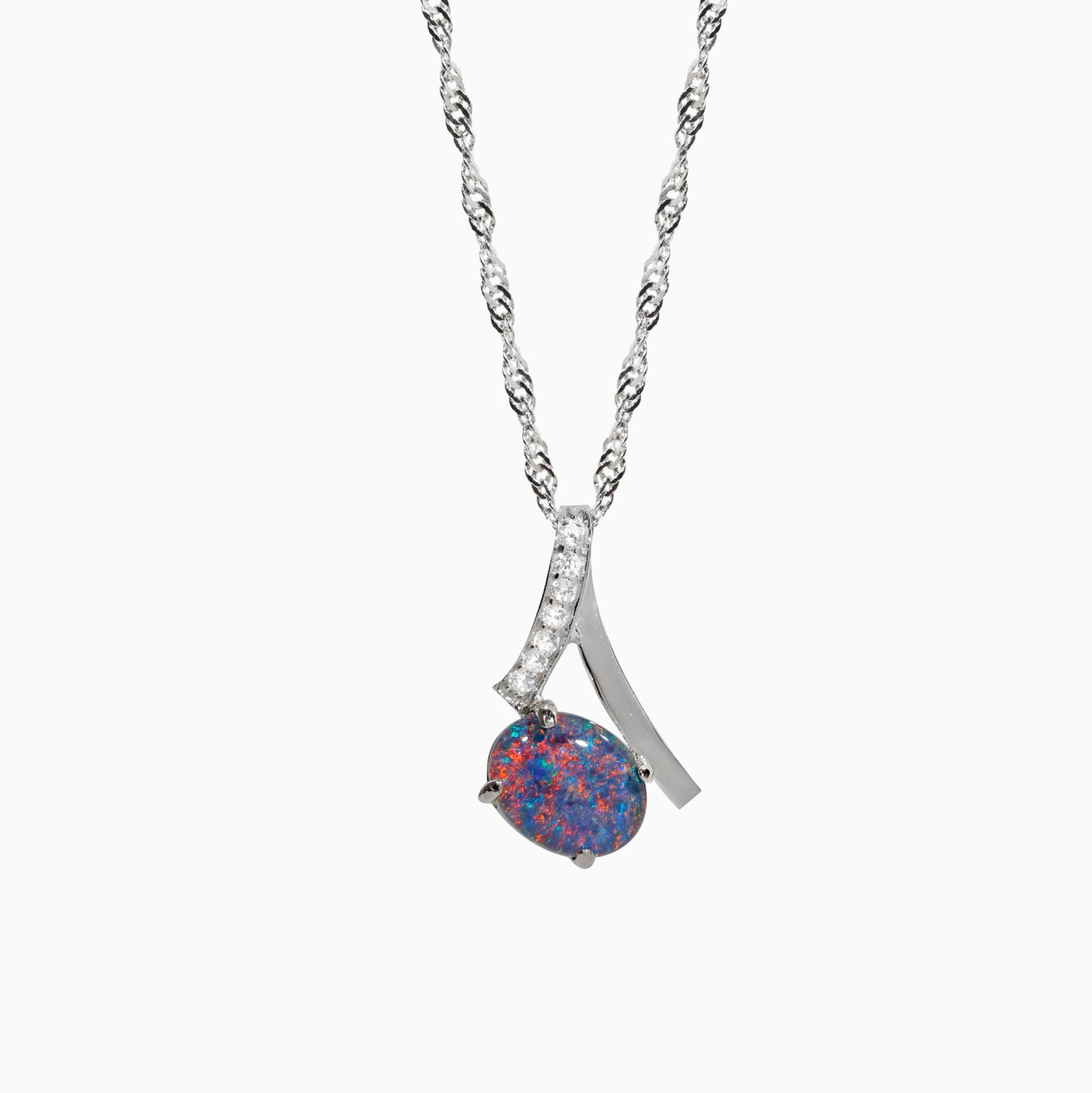 Sterling Silver Ribbon Triplet Opal Pendant