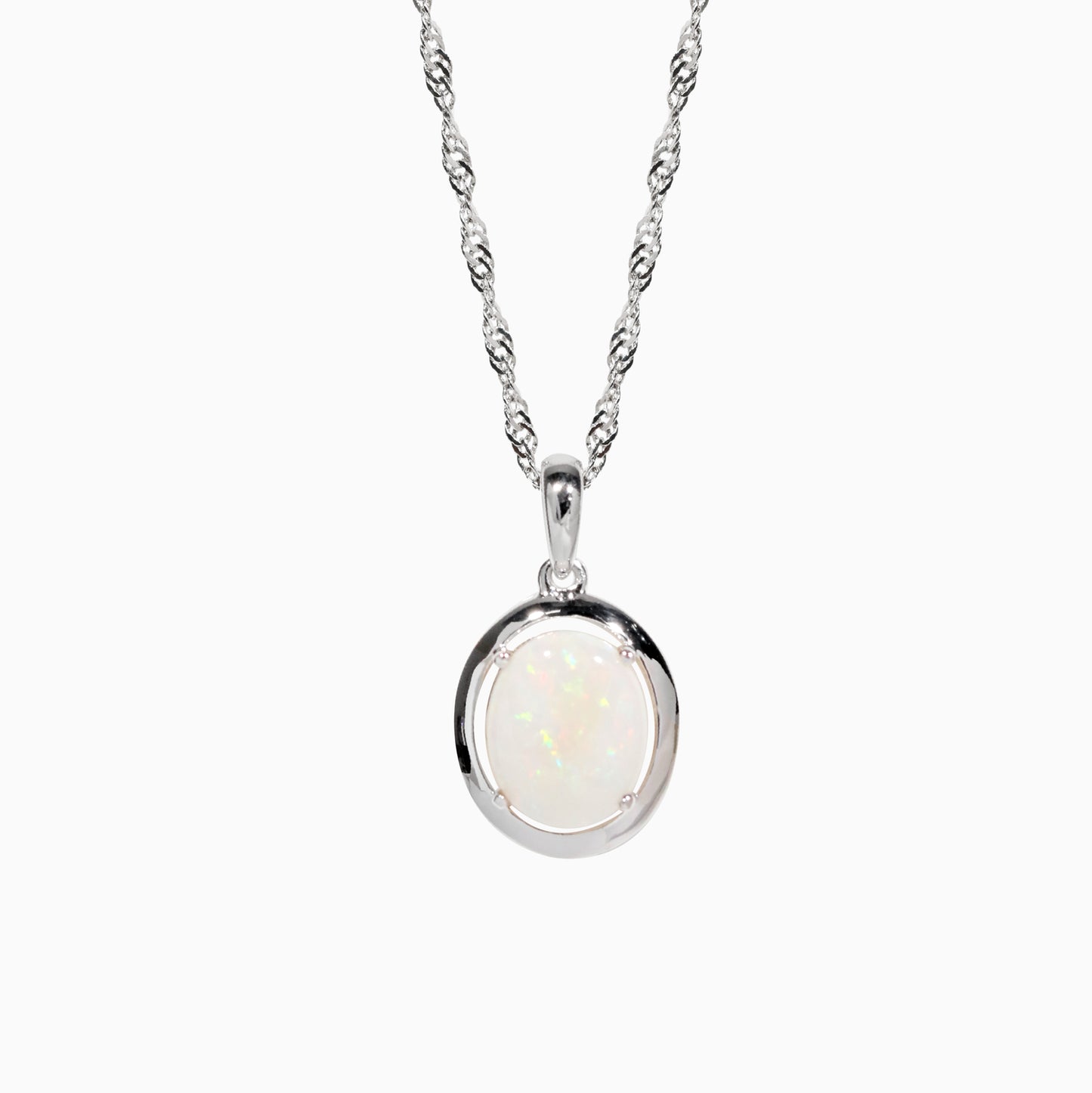 Sterling Silver Sasha Solid White Opal Pendant
