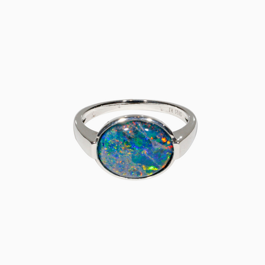 Sterling Silver Cecelia Triplet Opal Ring