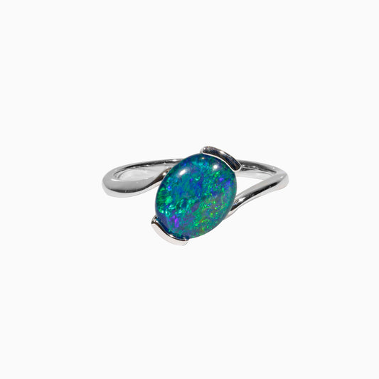 Sterling Silver Asymmetric Triplet Opal Ring