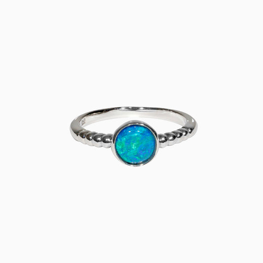 Sterling Silver Darla Triplet Opal Beaded Ring