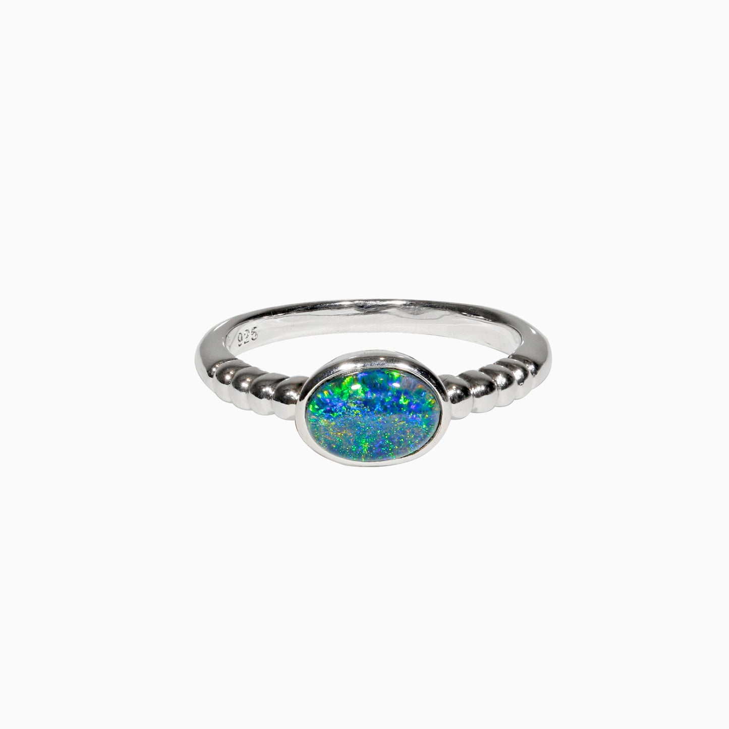 Sterling Silver Dasha Triplet Opal Beaded Ring