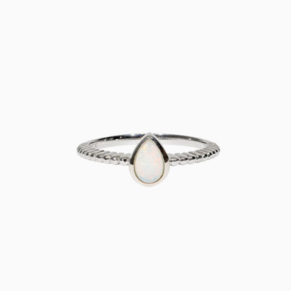 Sterling Silver Penelope Solid White Opal Ring