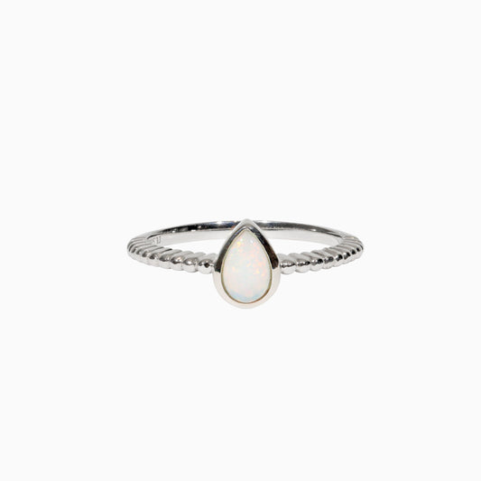 Sterling Silver Penelope Solid White Opal Ring