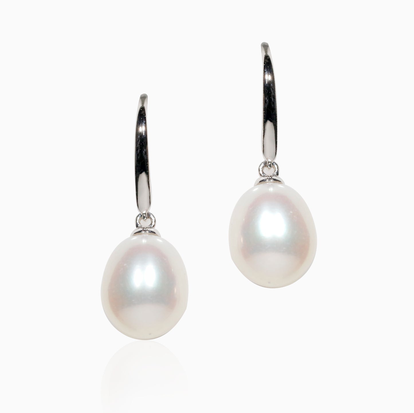 18K Gold Oval Akoya Pearl Drop Earrings