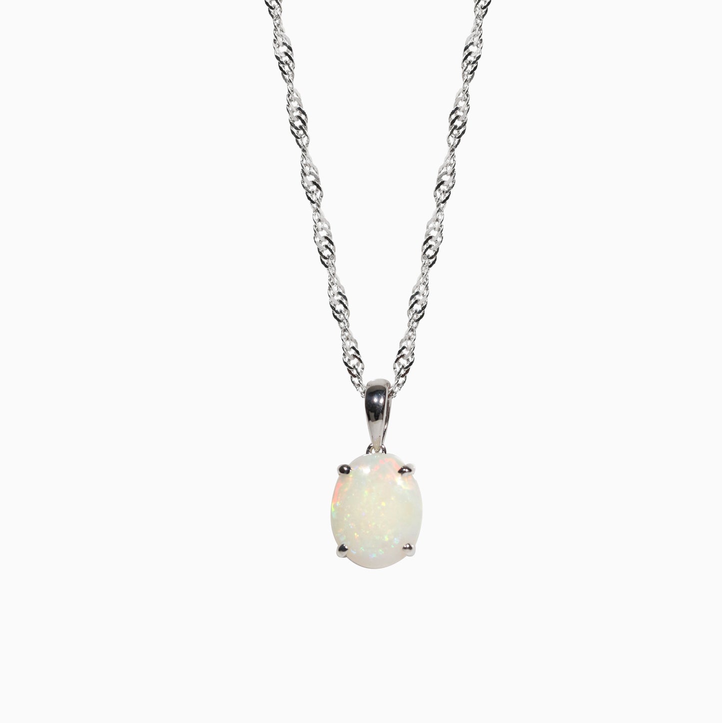Sterling Silver Solid White Opal Pendant (Medium)